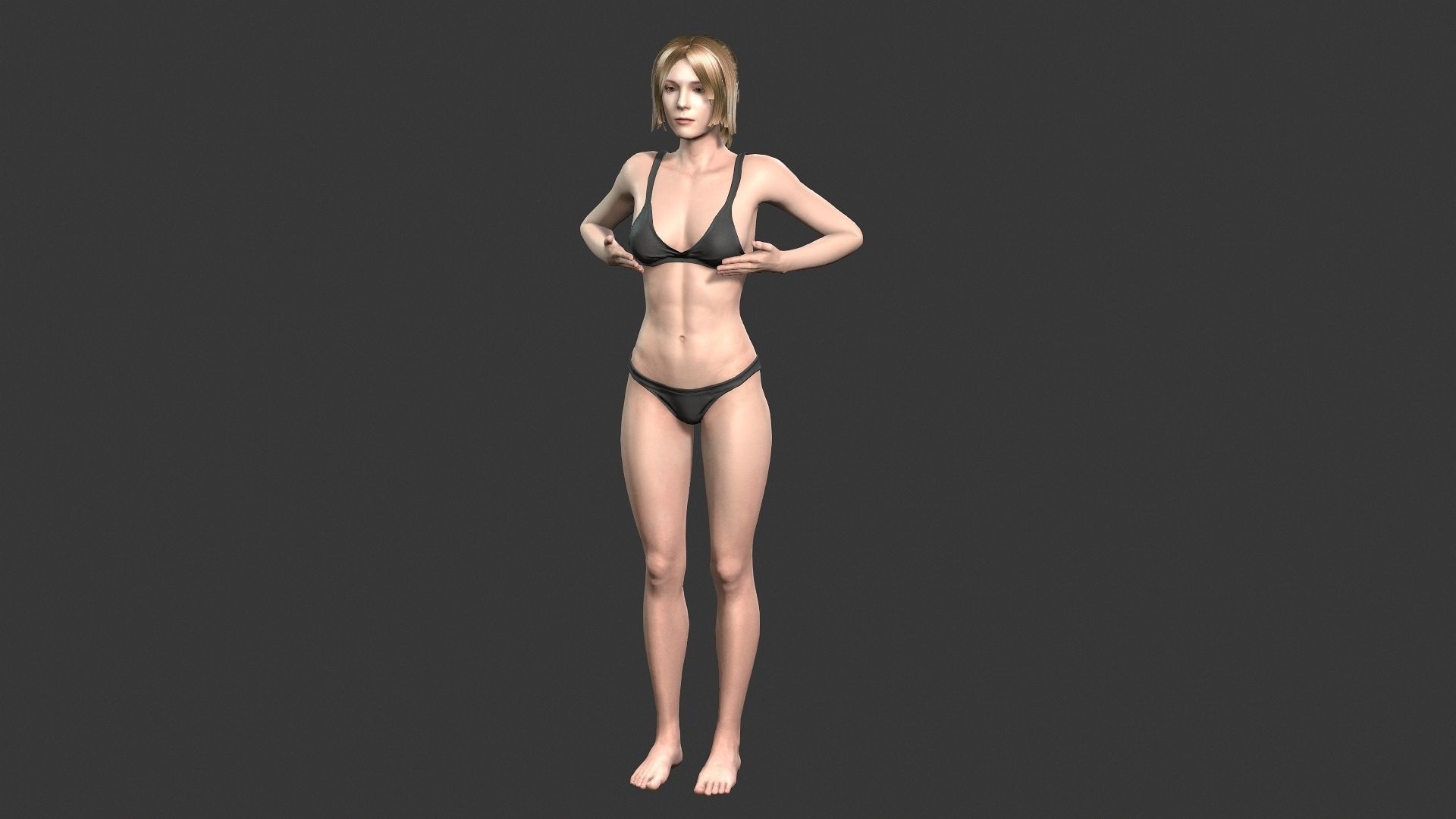 Woman character Low-poly 3D model_7