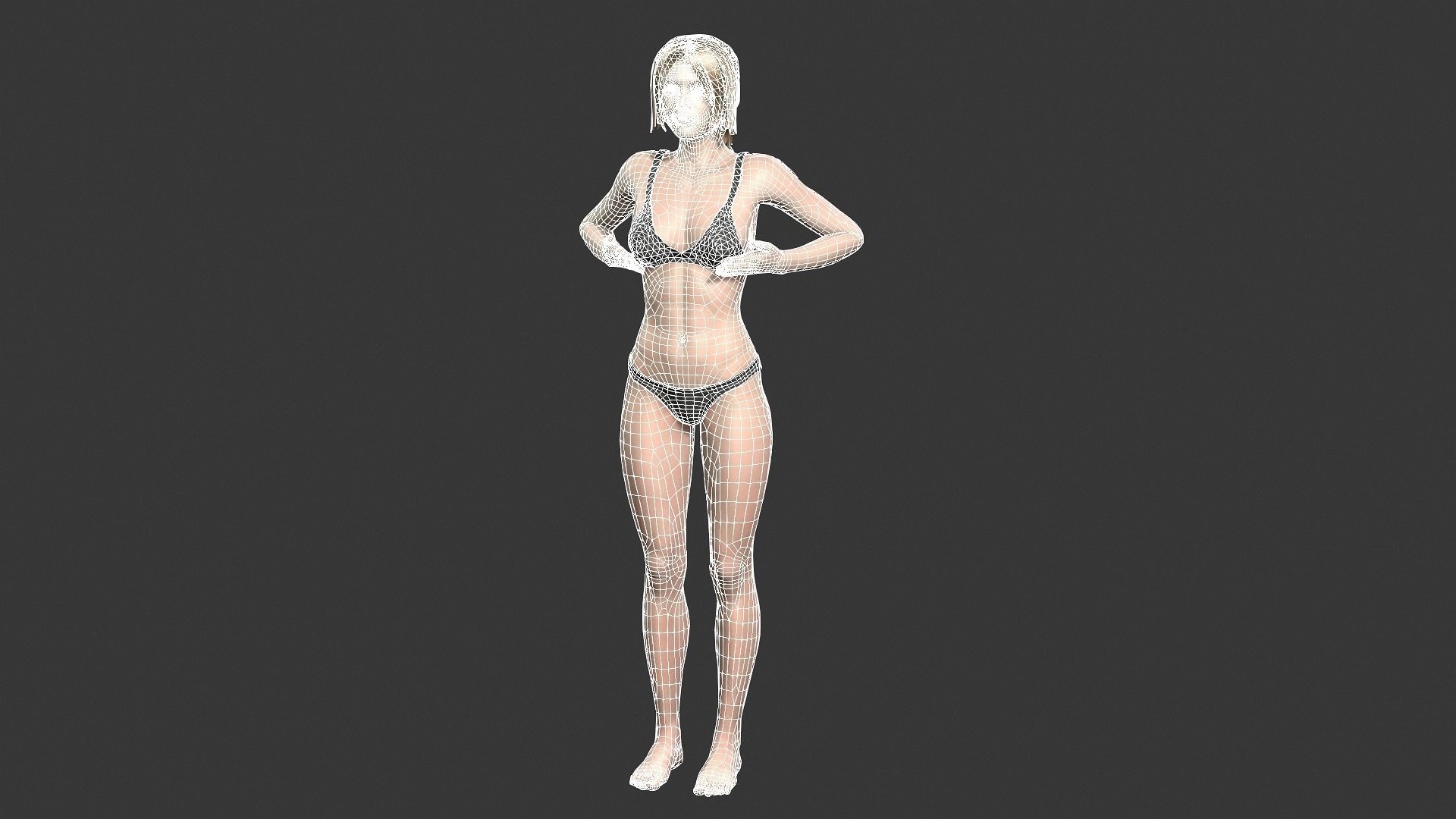 Woman character Low-poly 3D model_3