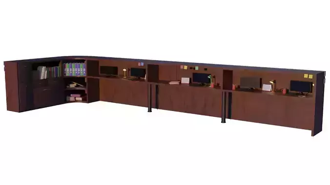 Low poly Desk for office library reception