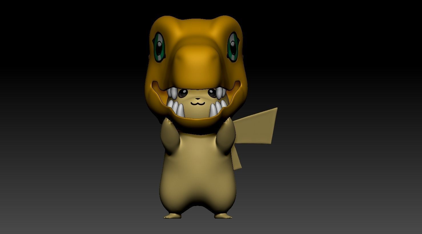 Pikachu Agumon head 3D print model_1