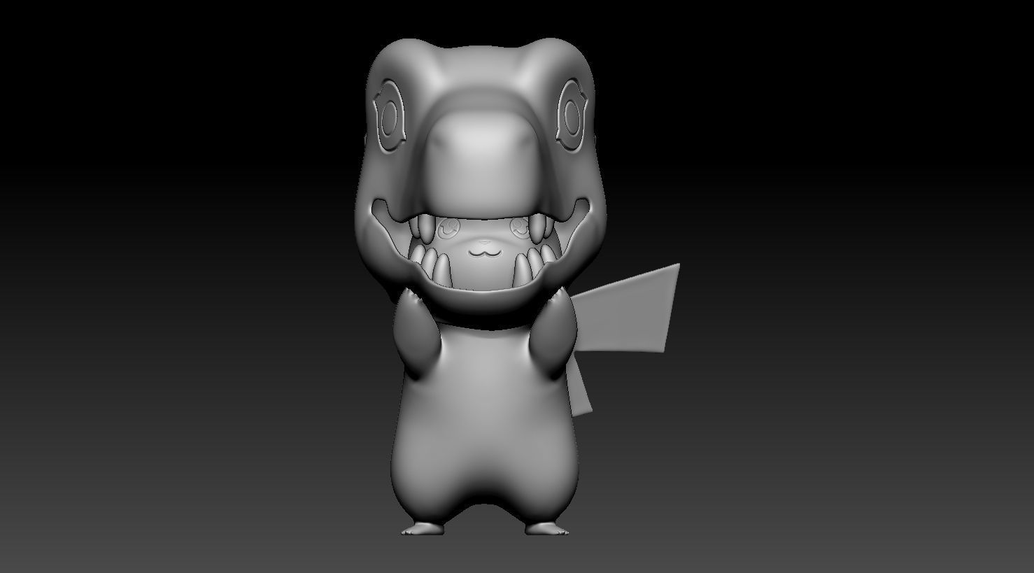 Pikachu Agumon head 3D print model_2