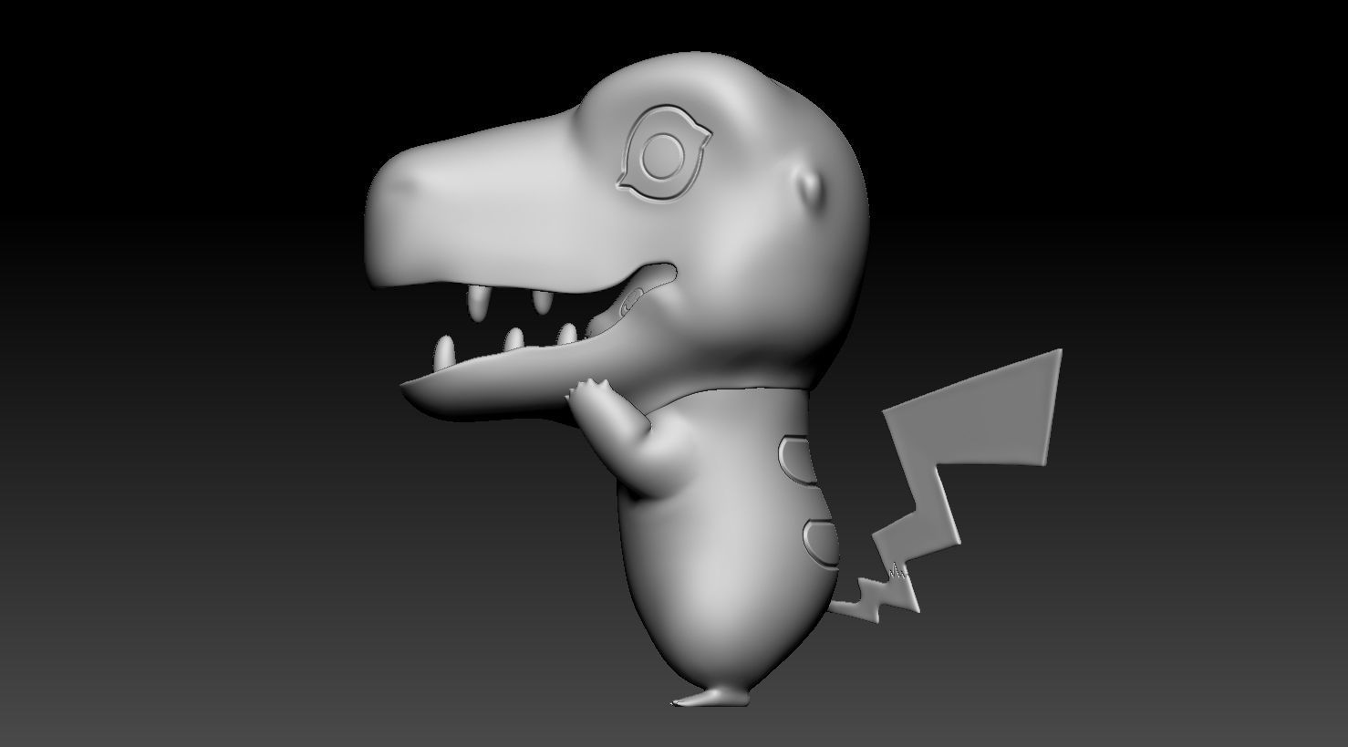 Pikachu Agumon head 3D print model_6