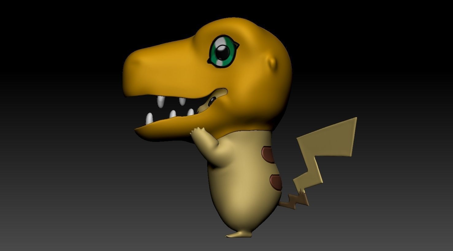 Pikachu Agumon head 3D print model_5