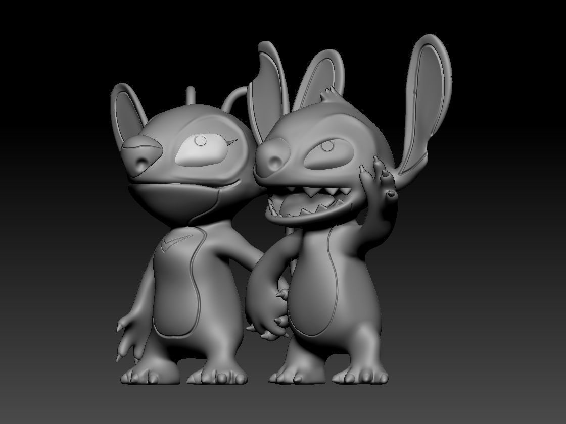Stitch and Angel 3D print model_4