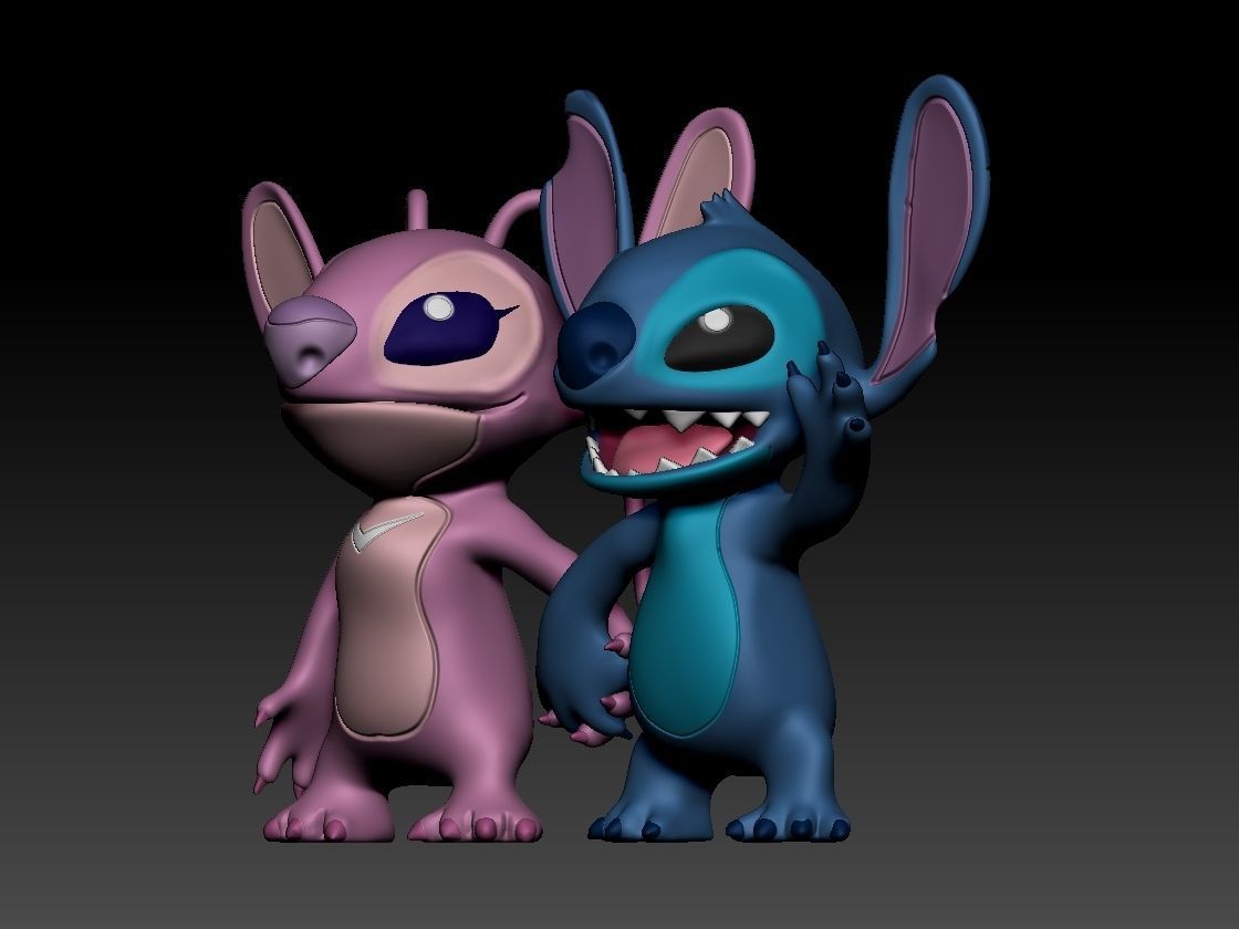 Stitch and Angel 3D print model_3