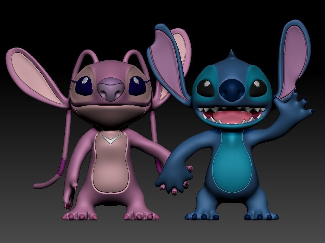 Stitch and Angel 3D print model_1