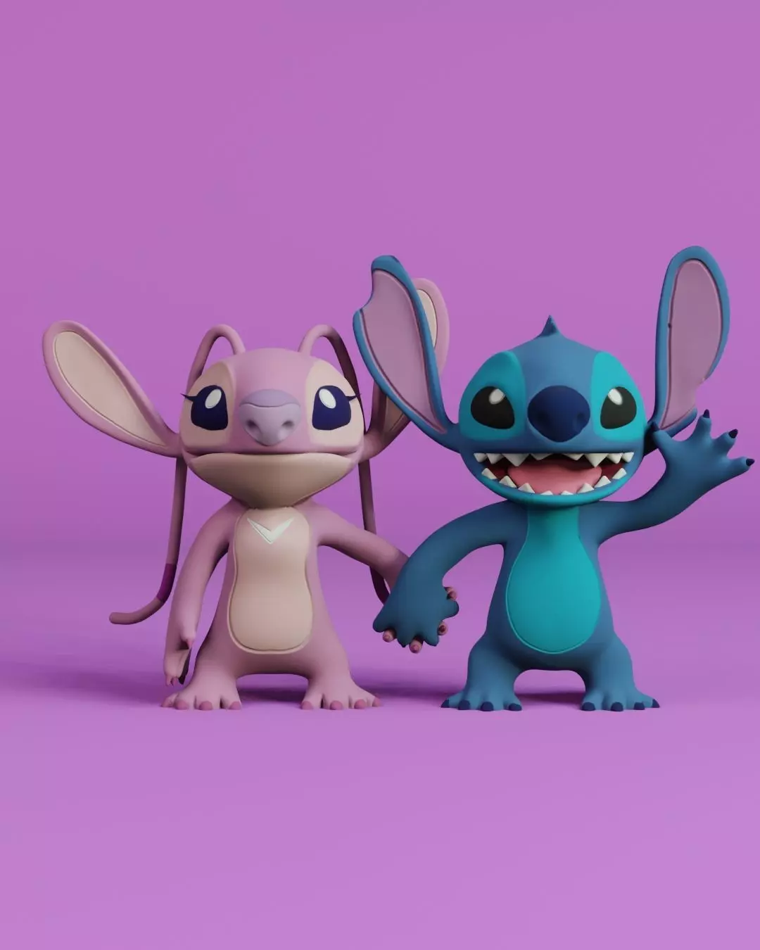 Stitch and Angel 3D print model_0