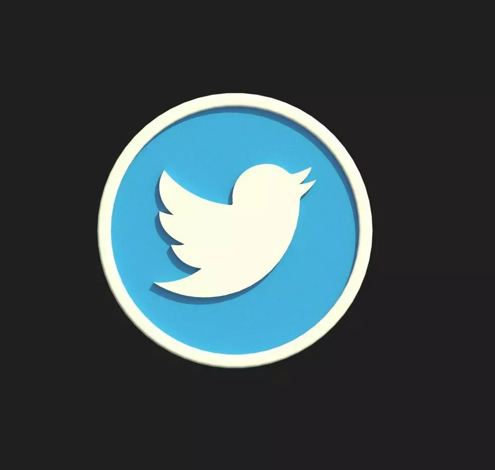 Twitter social network logo Low-poly 3D model