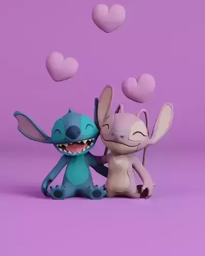 Stitch and Angel 3D print model