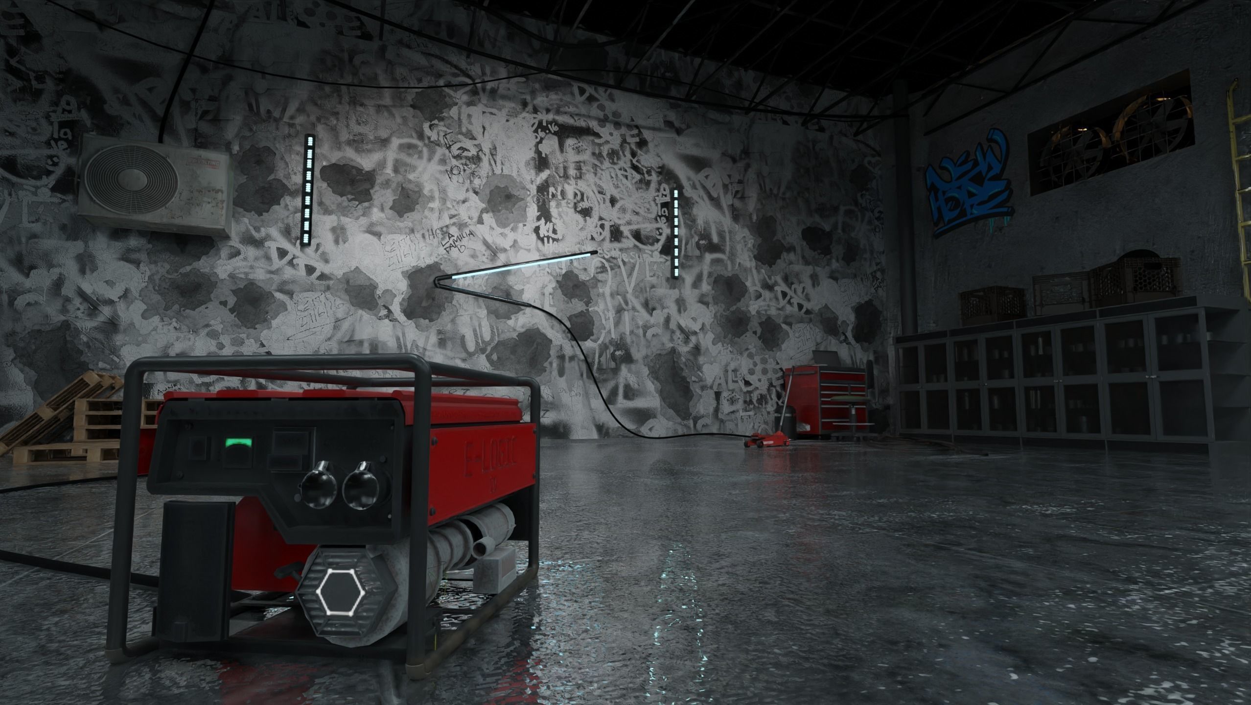 Detailed Car Garage 3D Blender File Textured FBX OBJ MTL Files 3D model_4