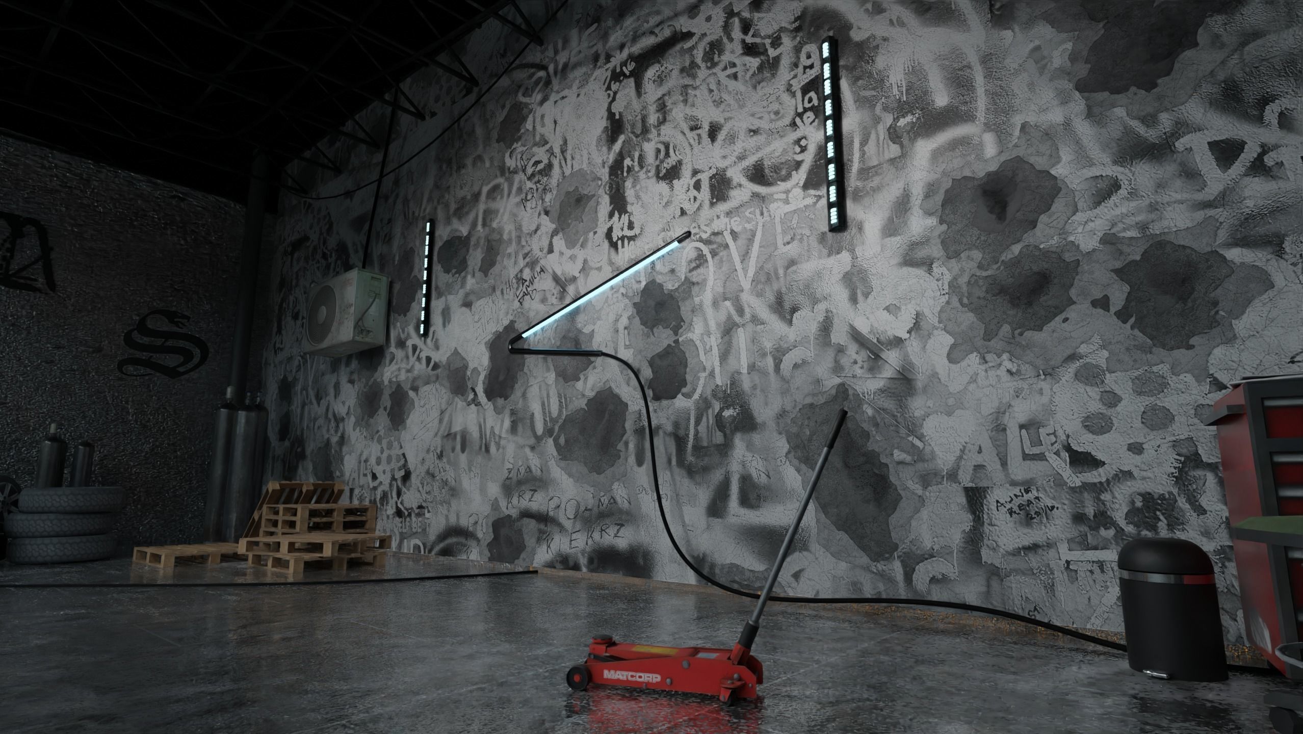 Detailed Car Garage 3D Blender File Textured FBX OBJ MTL Files 3D model