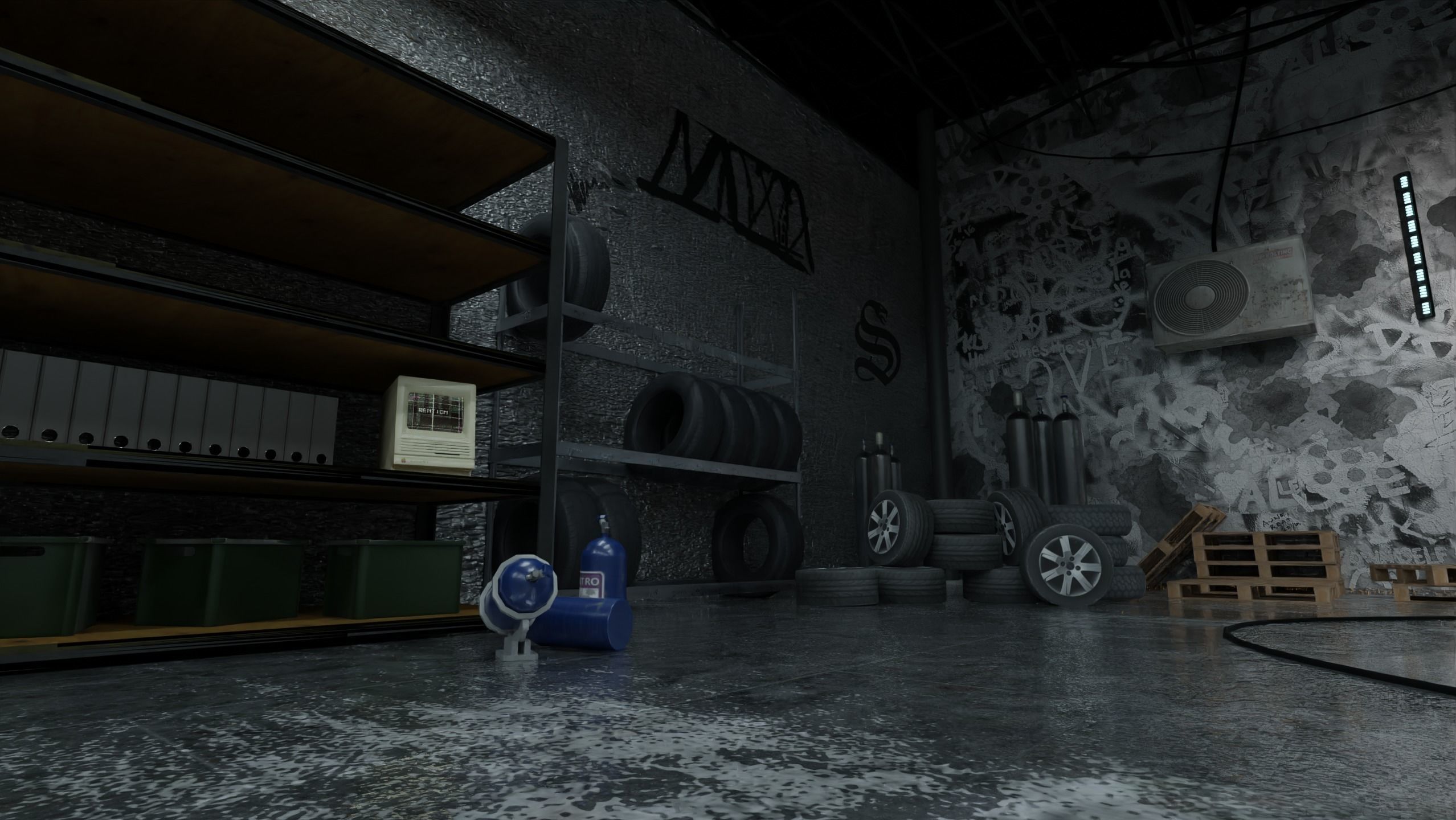 Detailed Car Garage 3D Blender File Textured FBX OBJ MTL Files 3D model