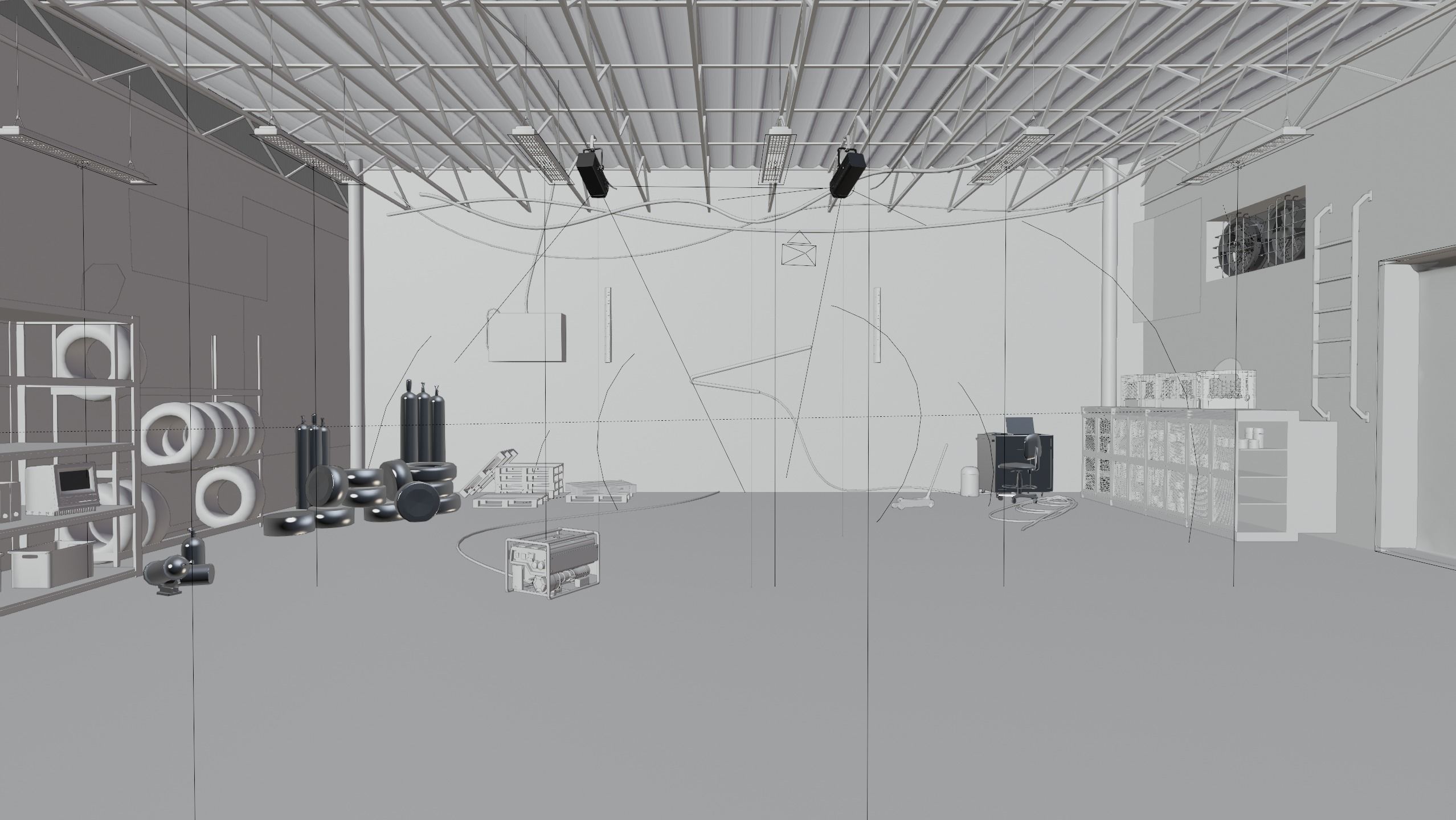 Detailed Car Garage 3D Blender File Textured FBX OBJ MTL Files 3D model