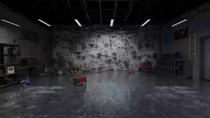 Detailed Car Garage 3D Blender File Textured FBX OBJ MTL Files 3D model