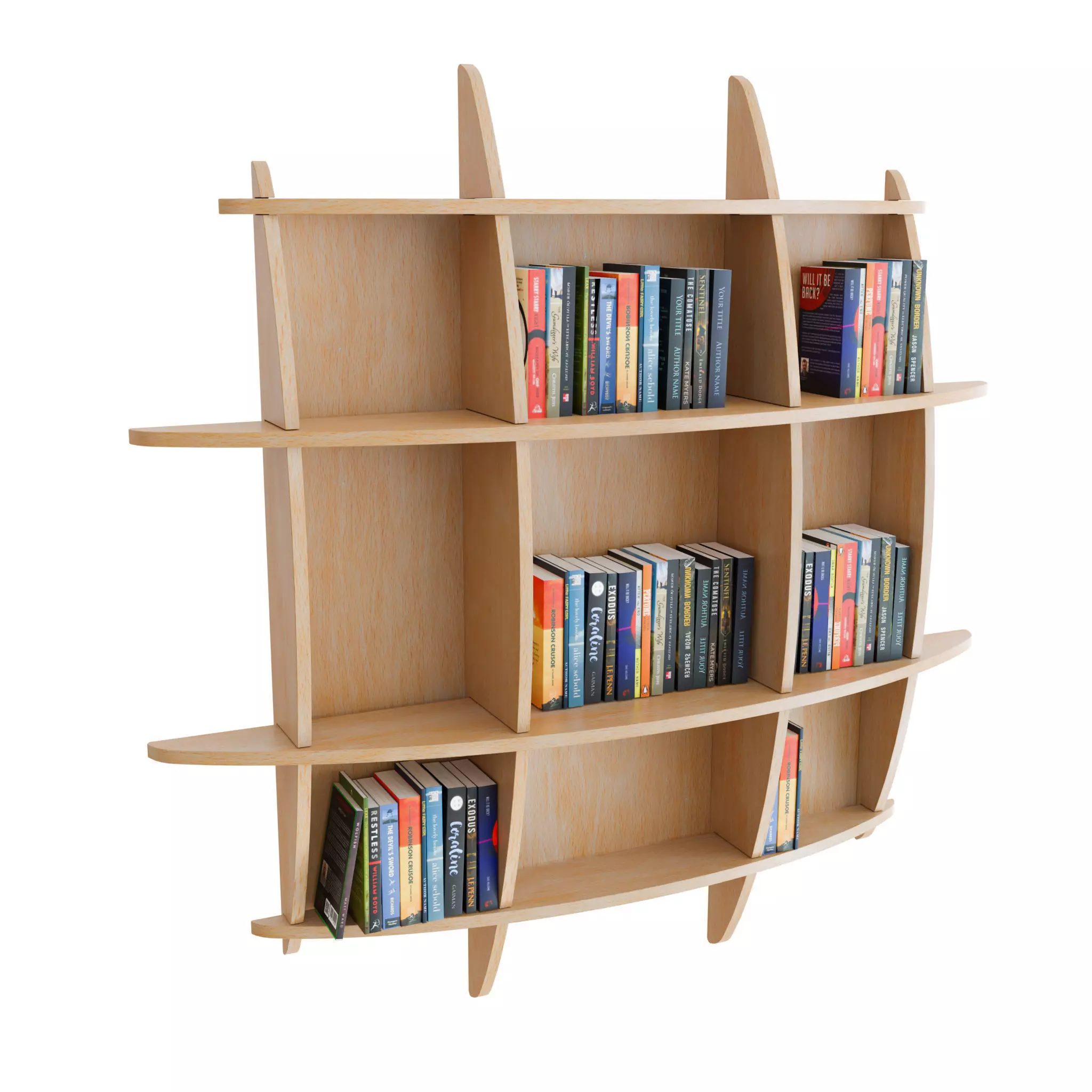 Book Shelf Low-poly 3D model_0