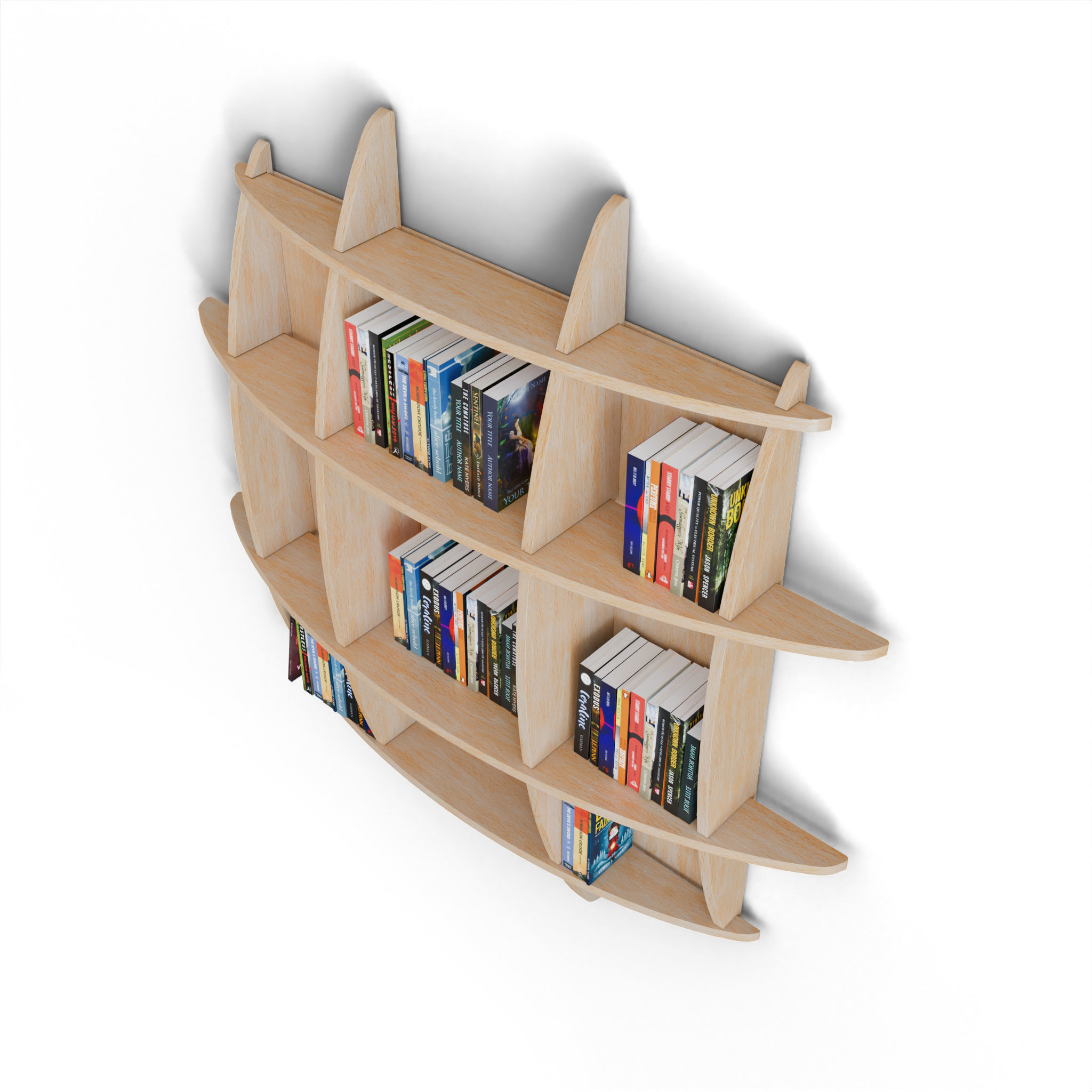 Book Shelf Low-poly 3D model_2