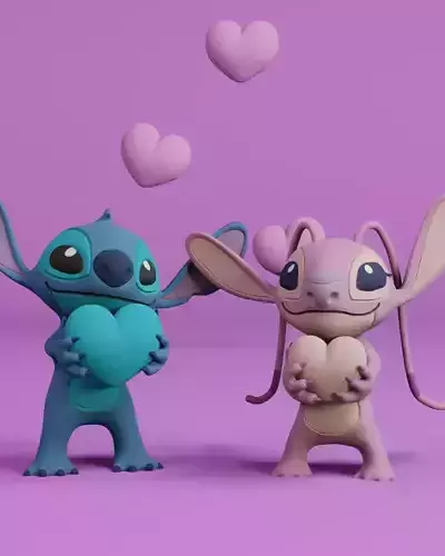 Stitch and Angel 3D print model