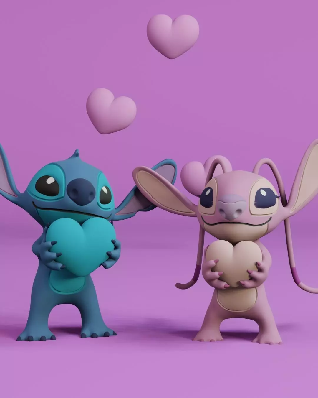 Stitch and Angel 3D print model_0