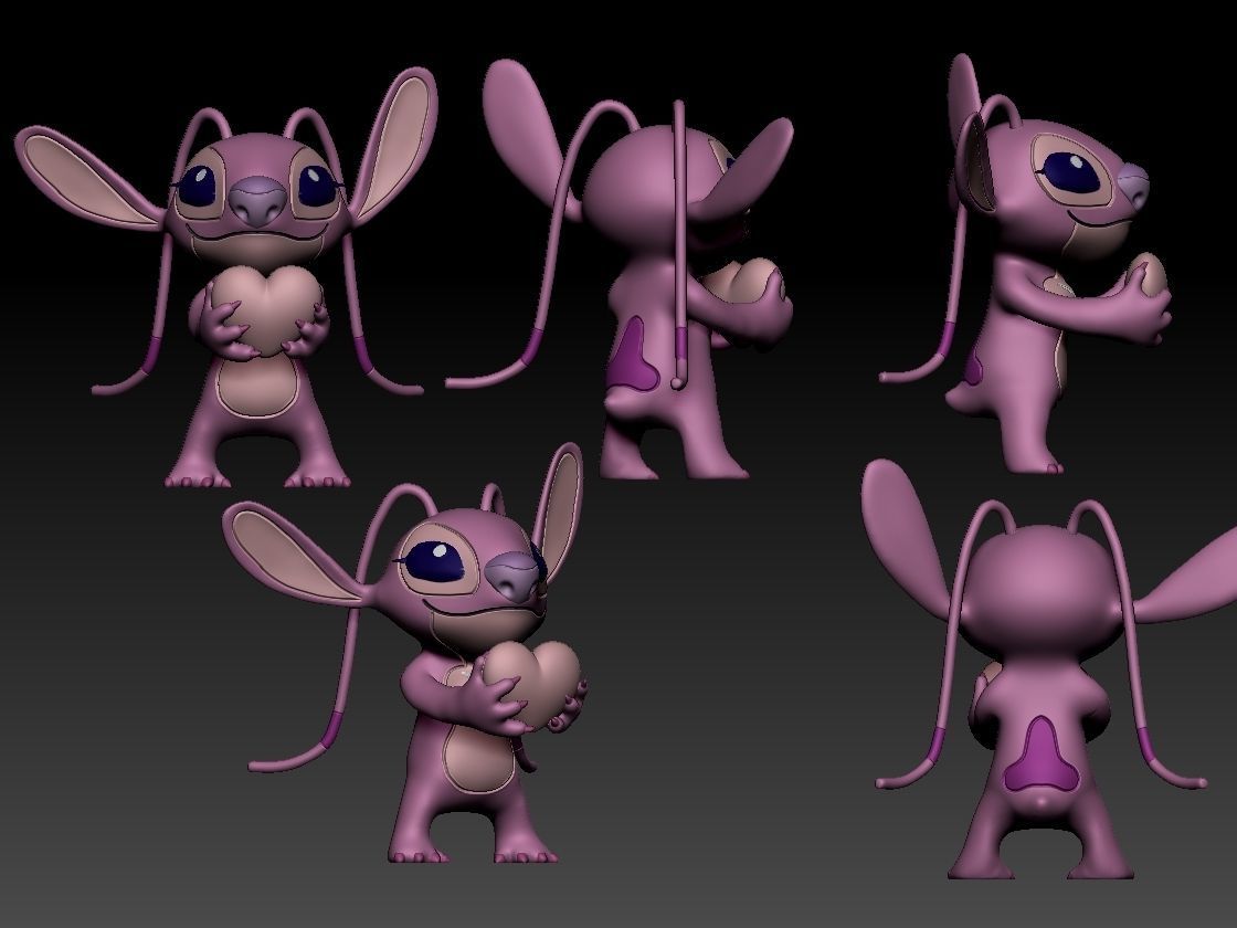Stitch and Angel 3D print model_1