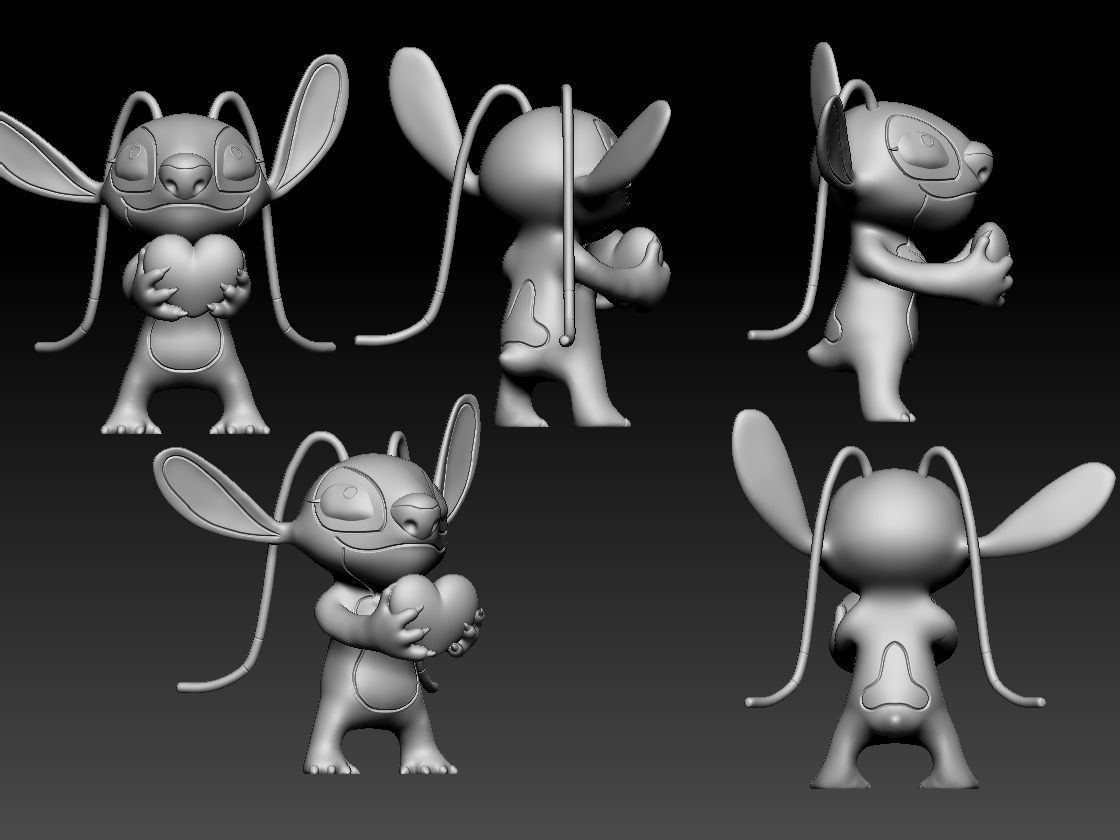 Stitch and Angel 3D print model_3