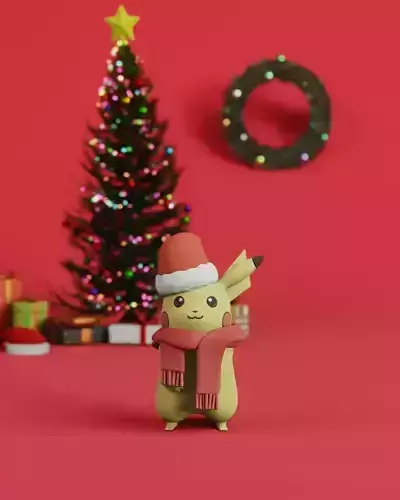 Pikachu Christmas Free 3D print model