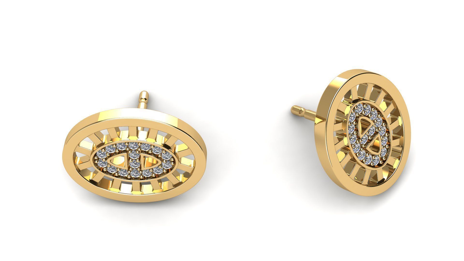Divine Stud Earring with Diamonds 3D print model_2