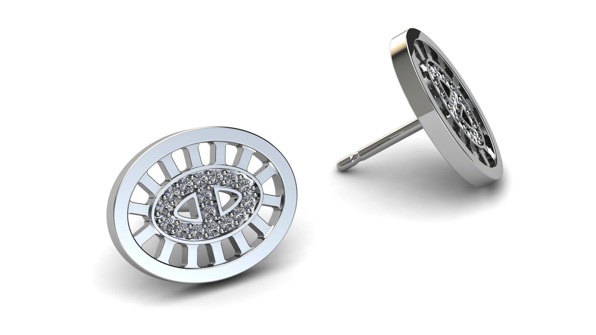 Divine Stud Earring with Diamonds 3D print model_7