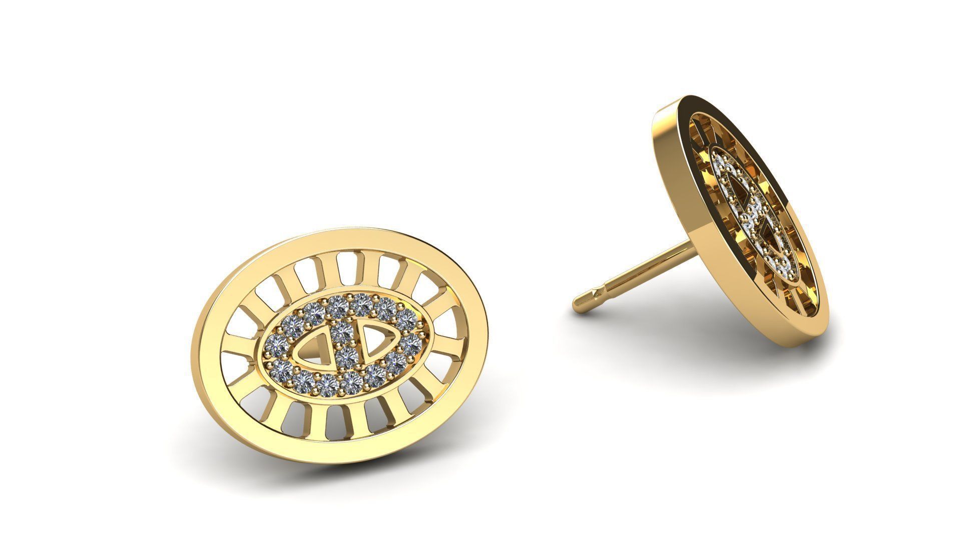 Divine Stud Earring with Diamonds 3D print model_1