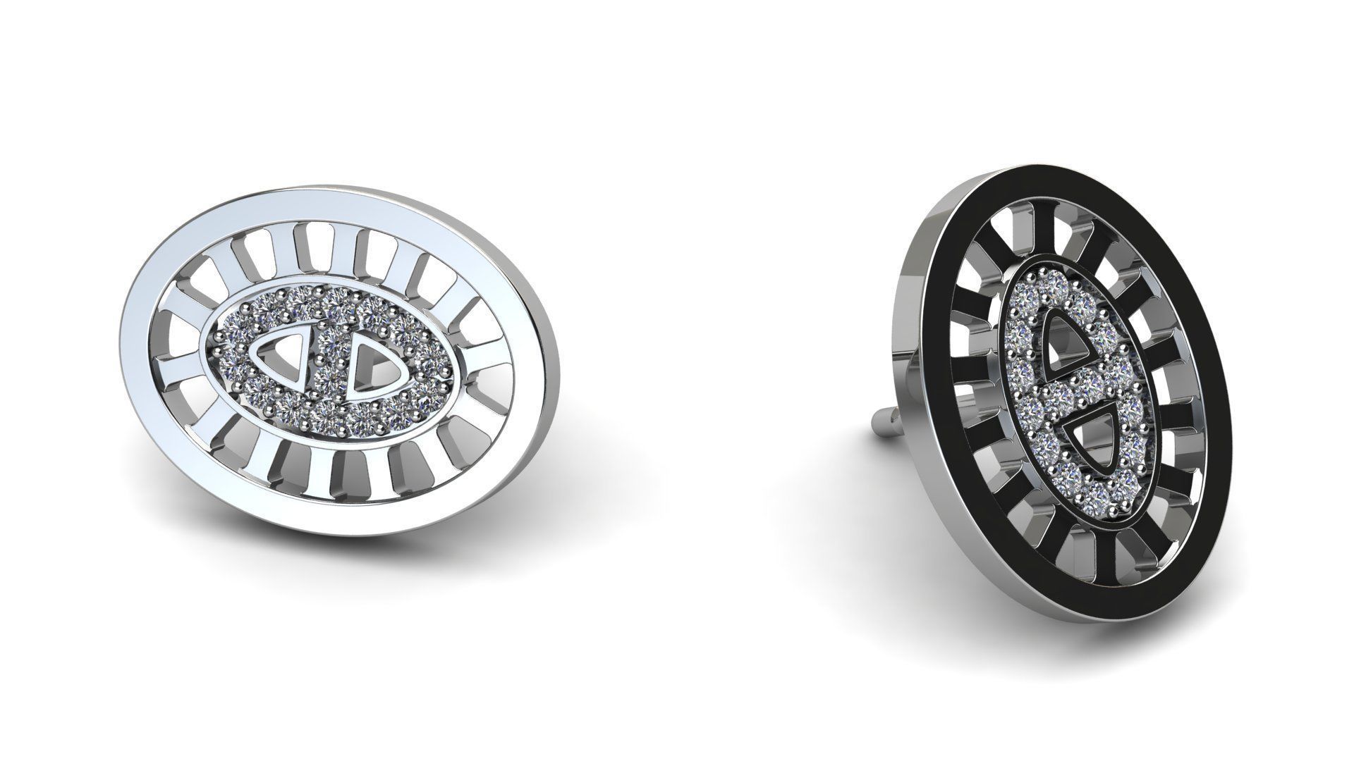 Divine Stud Earring with Diamonds 3D print model_6