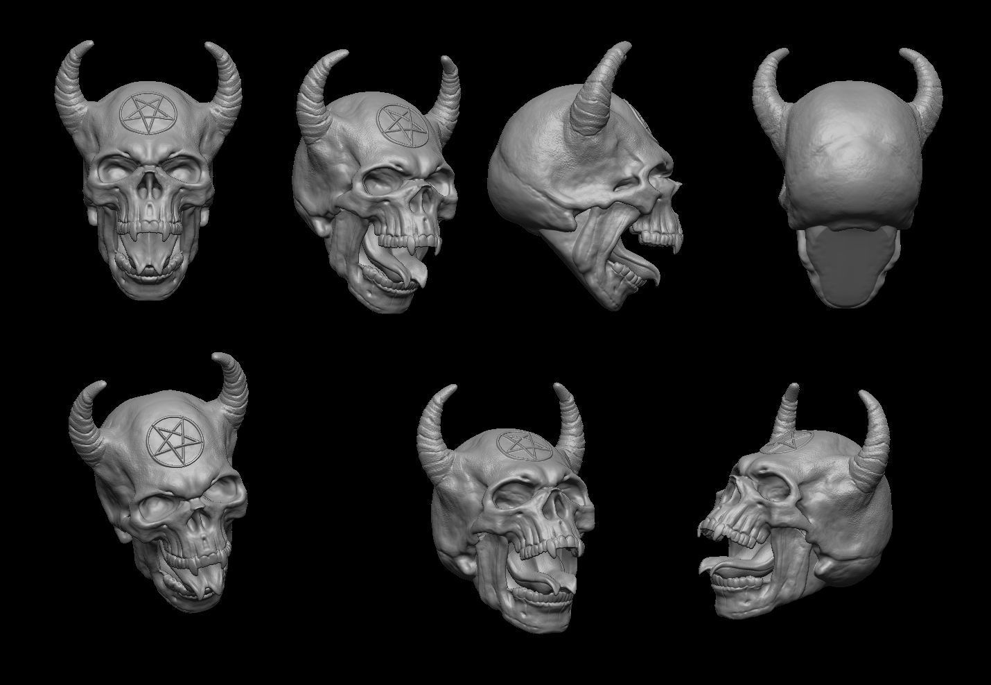DEMON SKULL TONGUE 3D print model_2