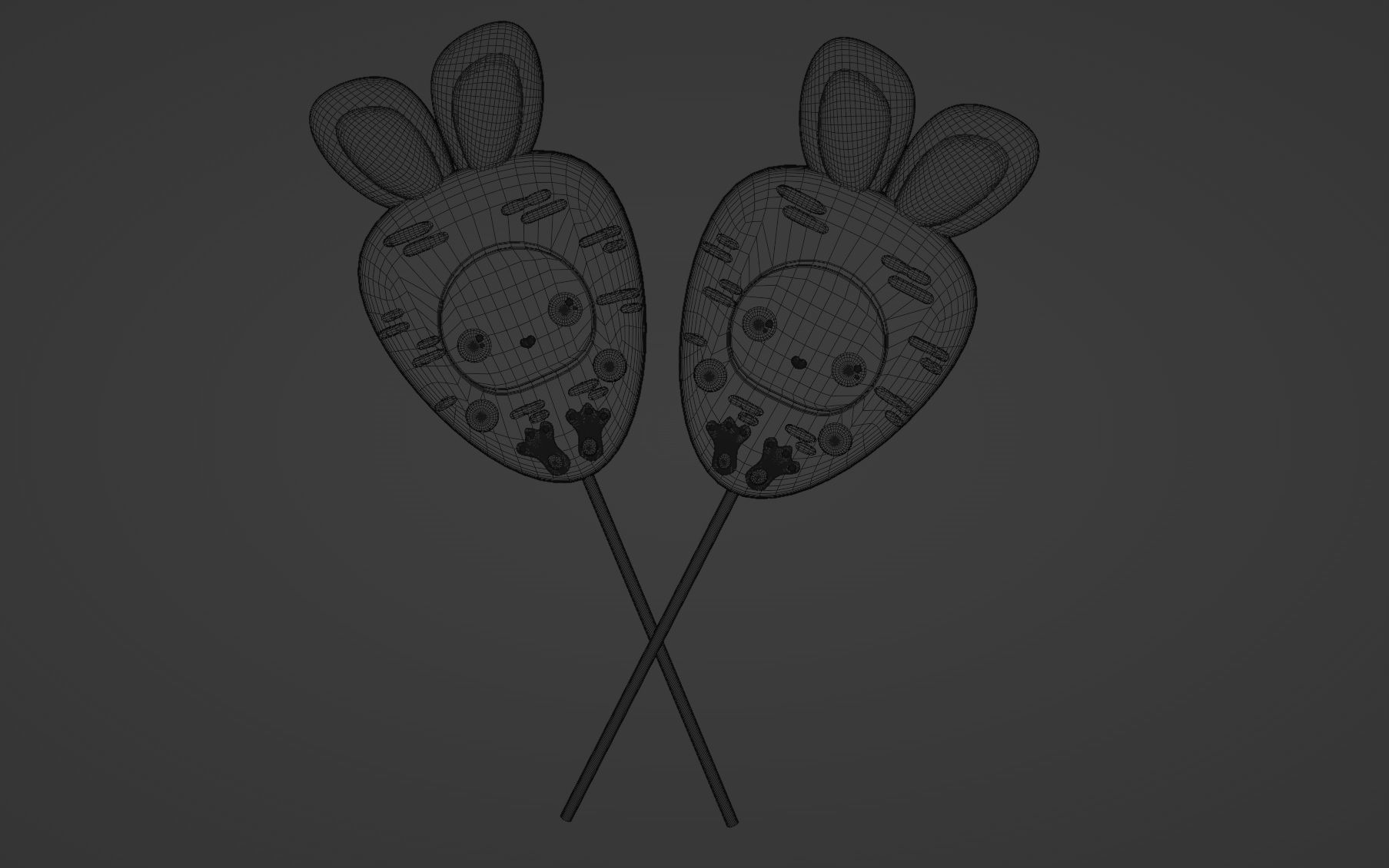 Easter Bunny Carrot Bisquit Sweet Lollipop Low-poly 3D model_4