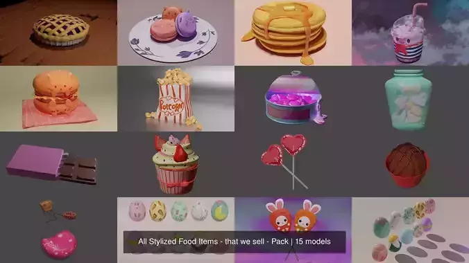 All Stylized Food Items - that we sell - Pack 3D Model Collection