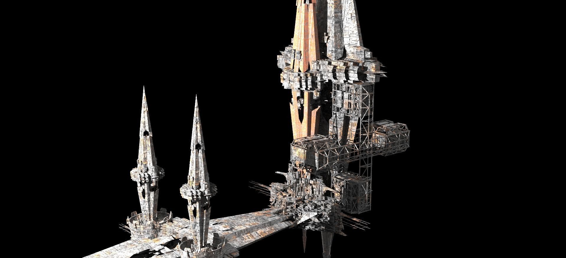 Sci fi Core crystal Shard Rocks Tide Kitbash  Low-poly 3D model_3