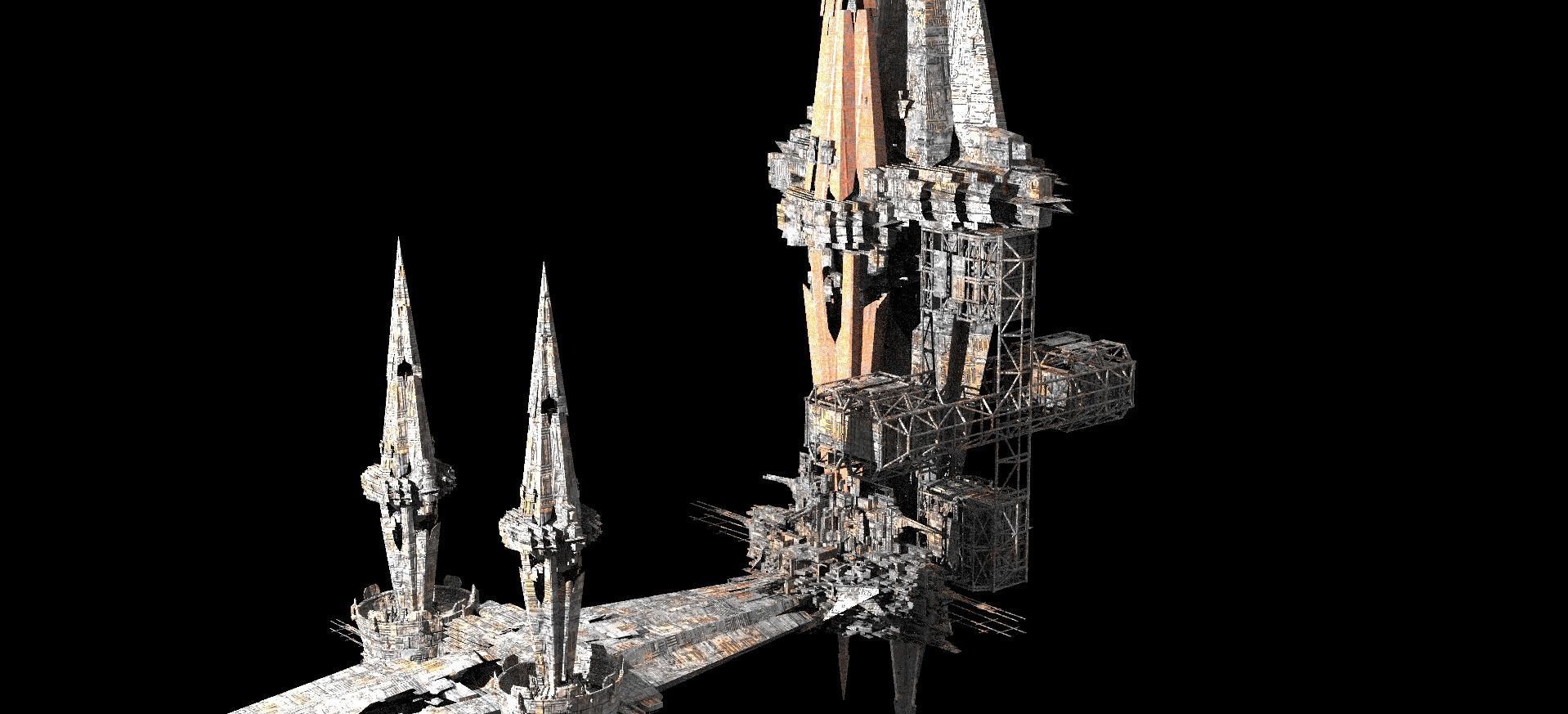 Sci fi Core crystal Shard Rocks Tide Kitbash  Low-poly 3D model_2