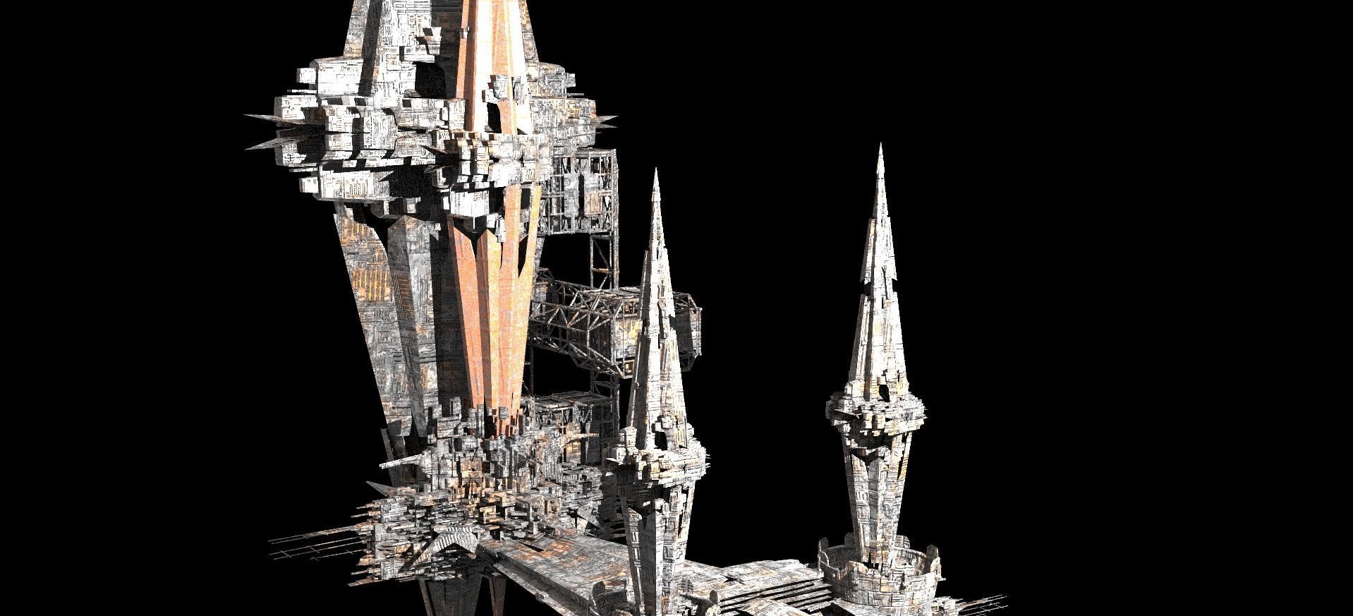 Sci fi Core crystal Shard Rocks Tide Kitbash  Low-poly 3D model_1