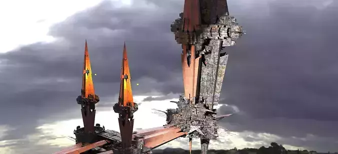 Sci fi Core crystal Shard City Structure