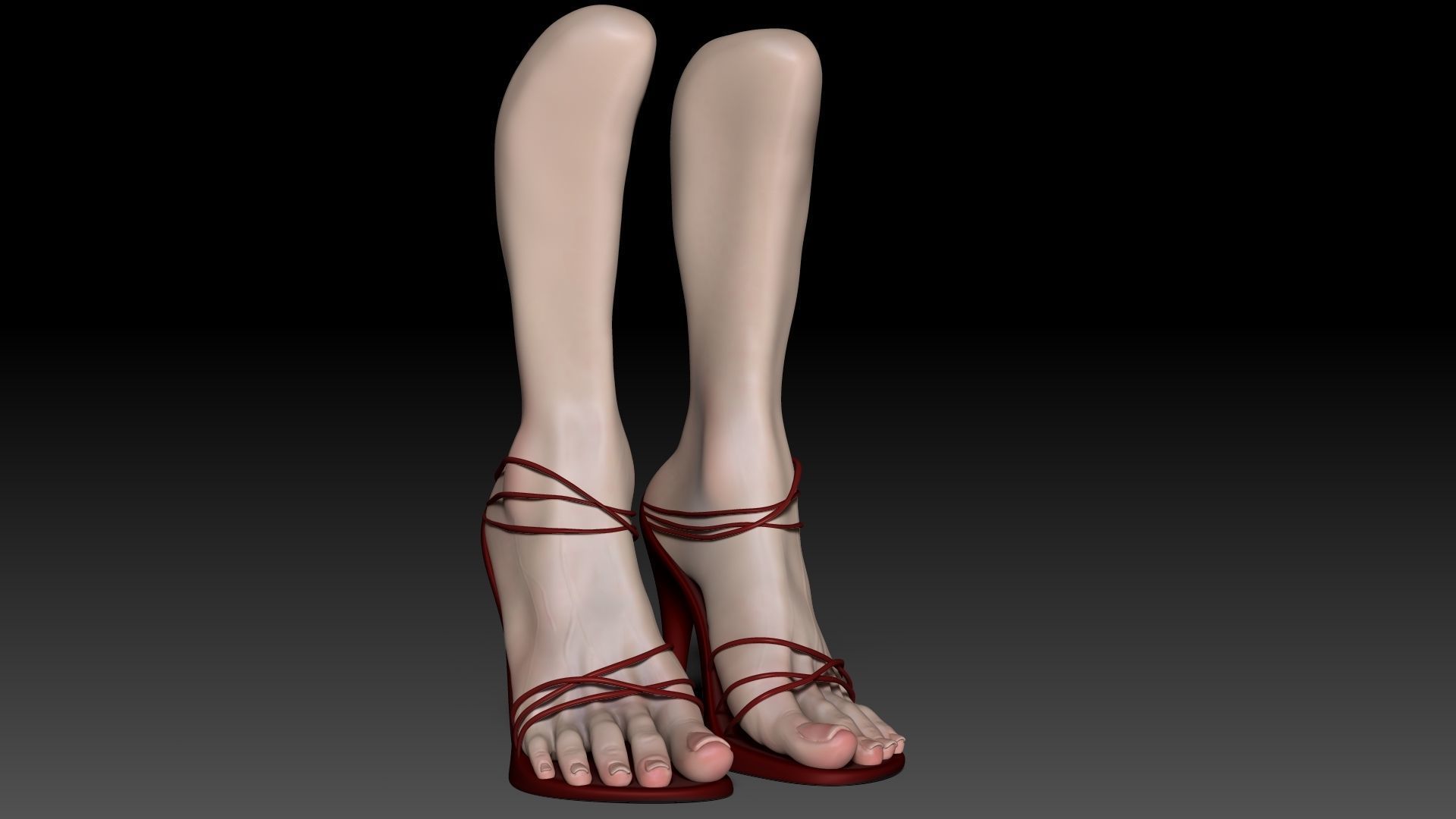 Female Pro Feet Heeled Shoes Sculpt Project 3D model_11