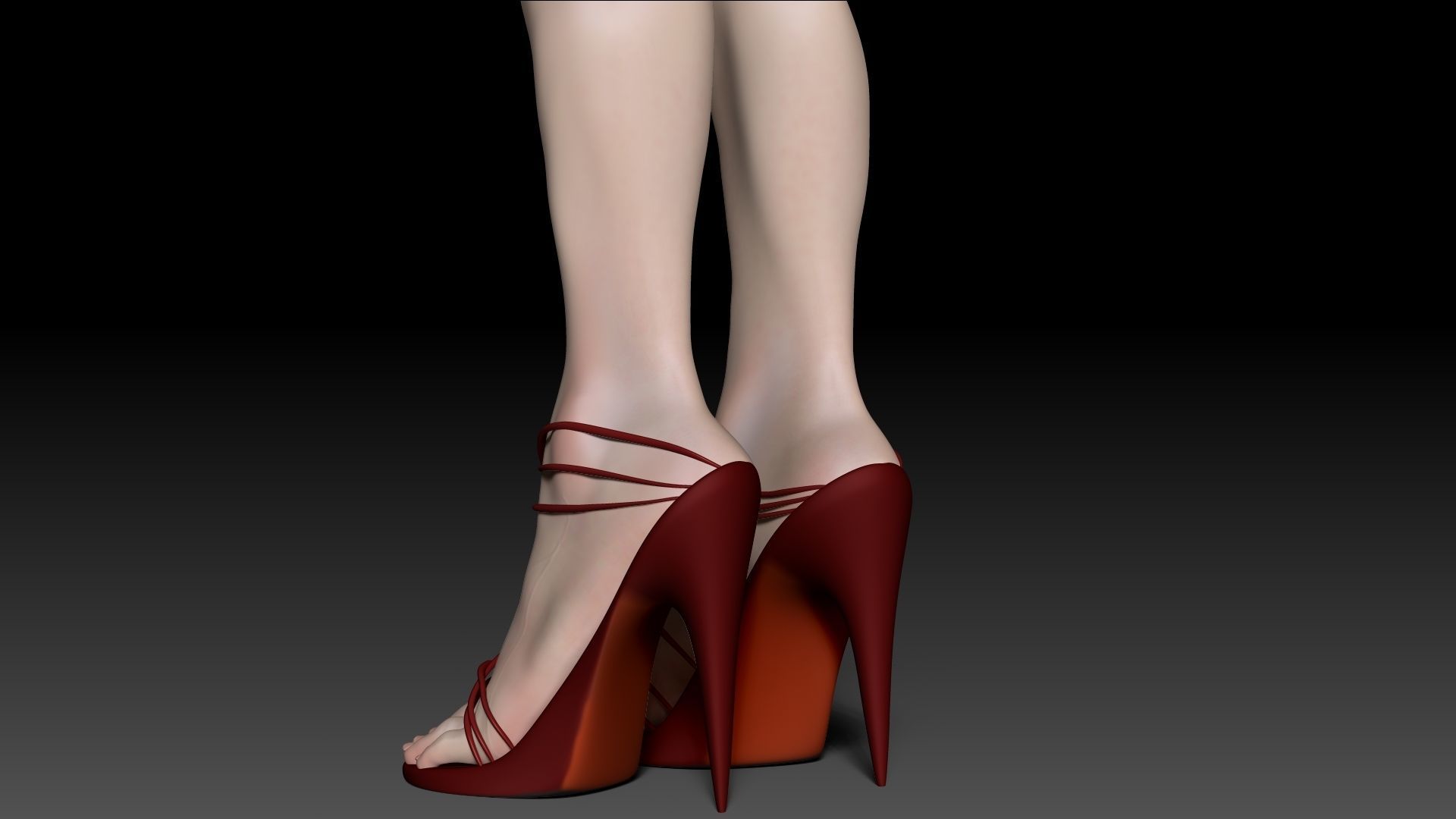 Female Pro Feet Heeled Shoes Sculpt Project 3D model_28