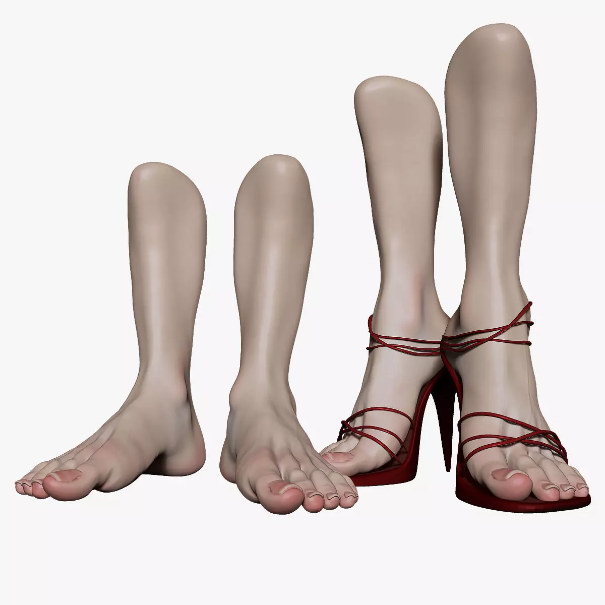 Female Pro Feet Heeled Shoes Sculpt Project 3D model_0