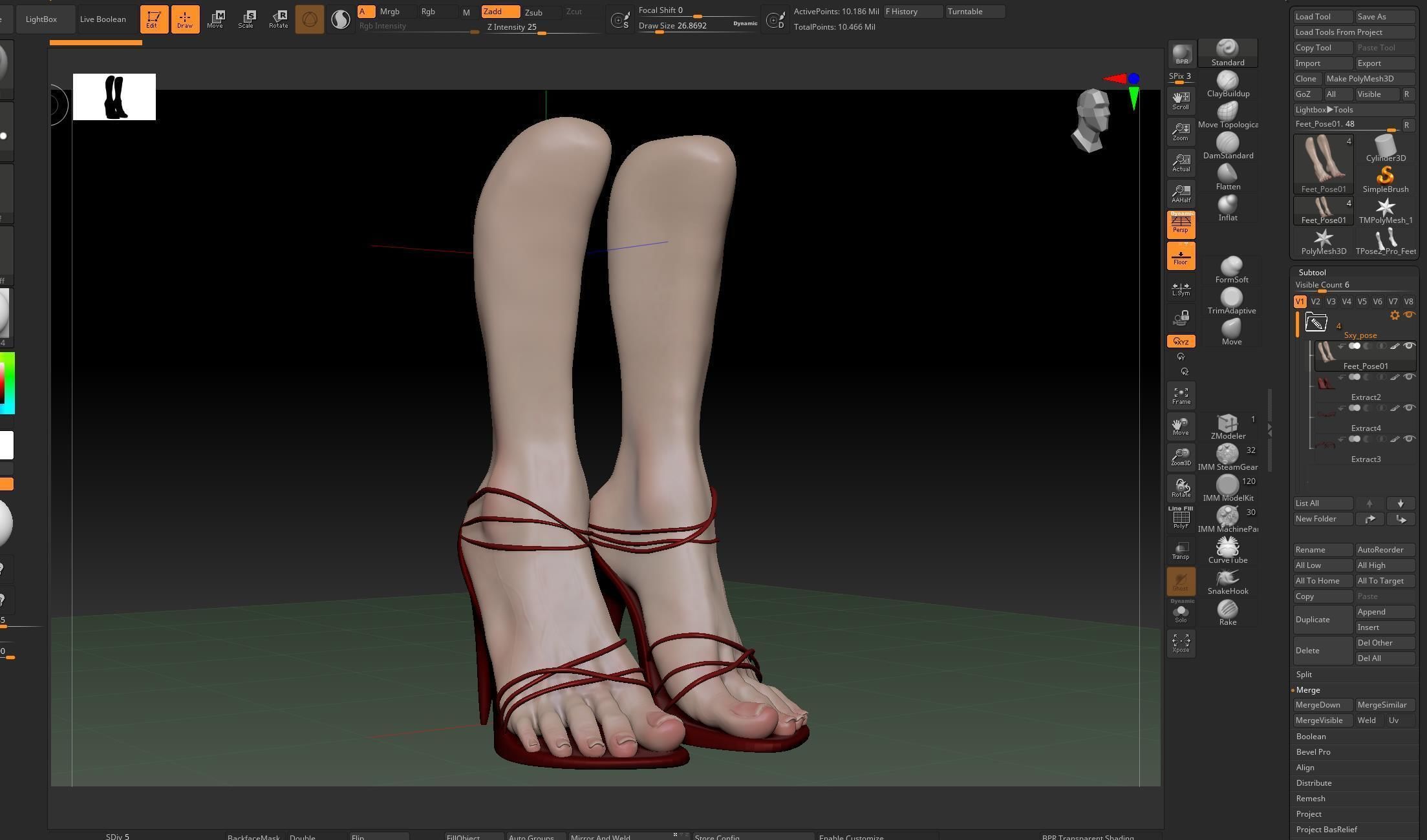 Female Pro Feet Heeled Shoes Sculpt Project 3D model_5