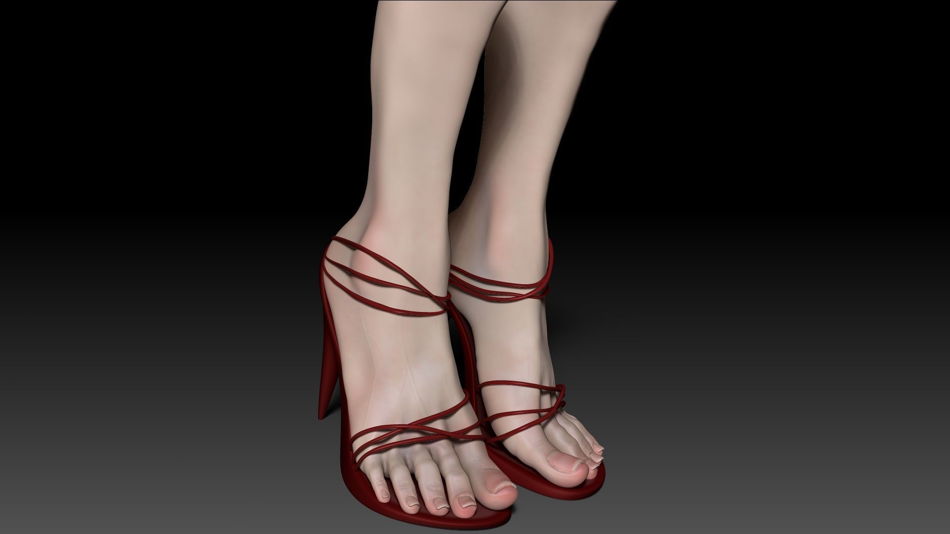 Female Pro Feet Heeled Shoes Sculpt Project 3D model_40