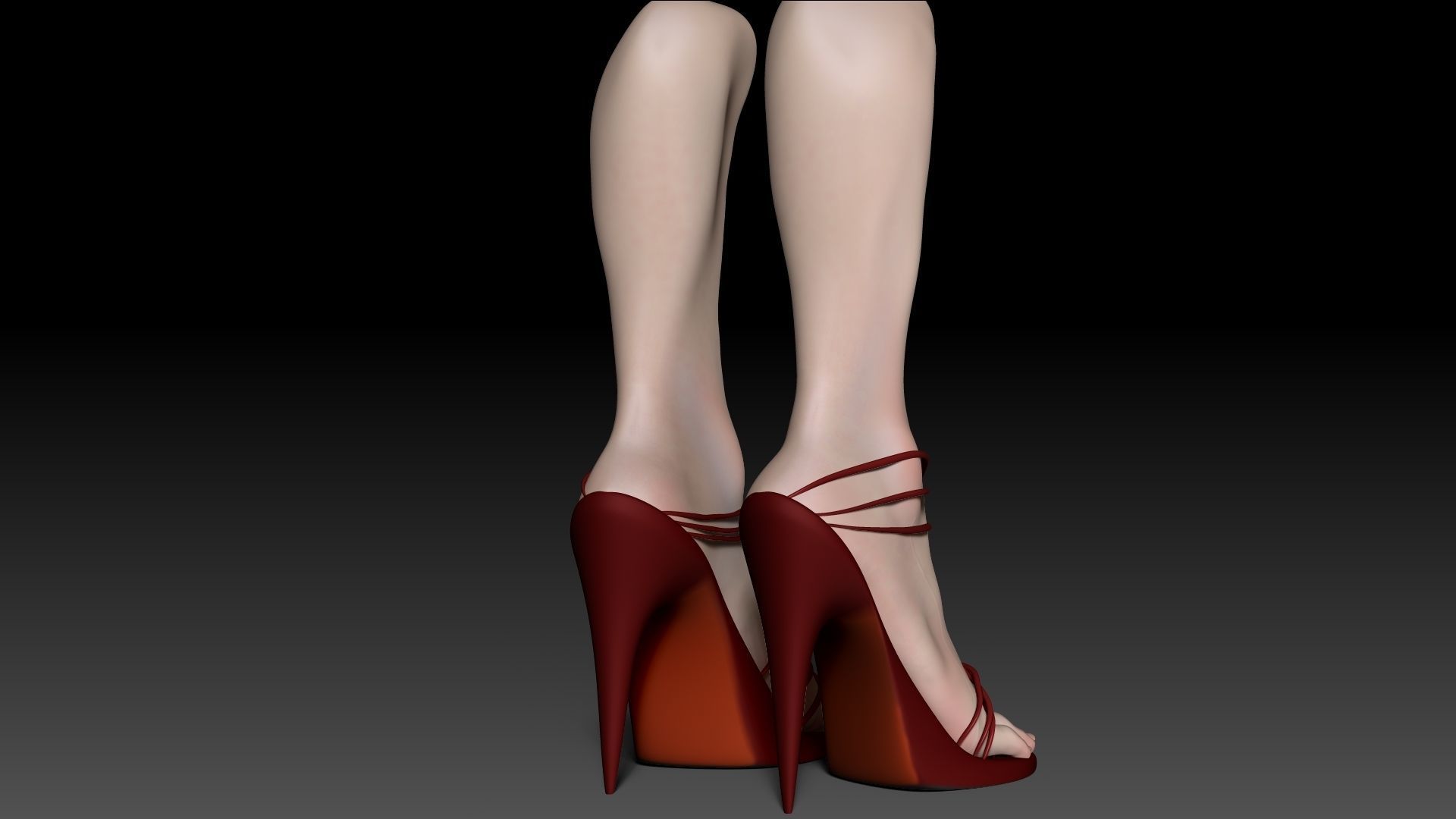 Female Pro Feet Heeled Shoes Sculpt Project 3D model_14