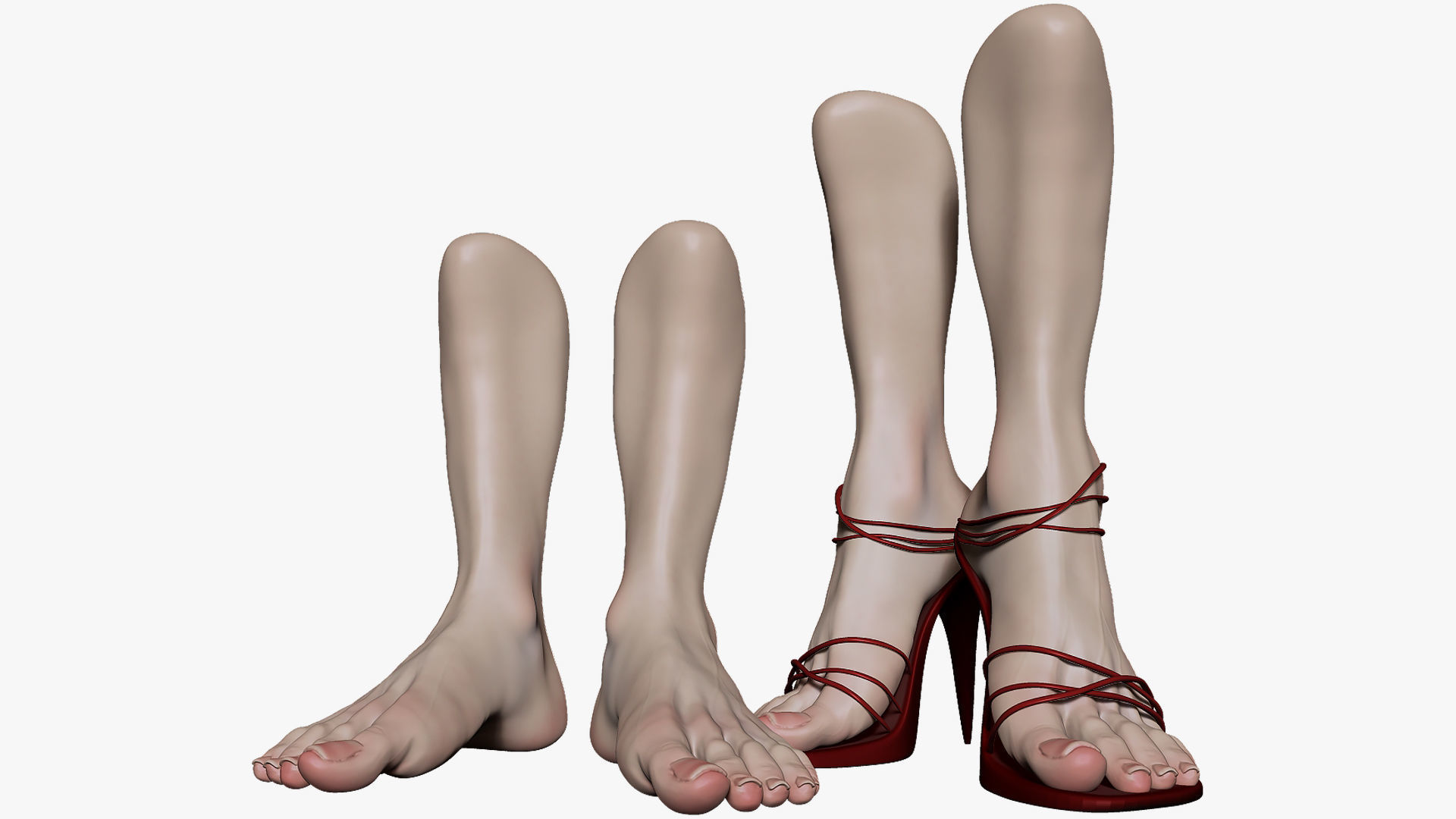 Female Pro Feet Heeled Shoes Sculpt Project 3D model_3