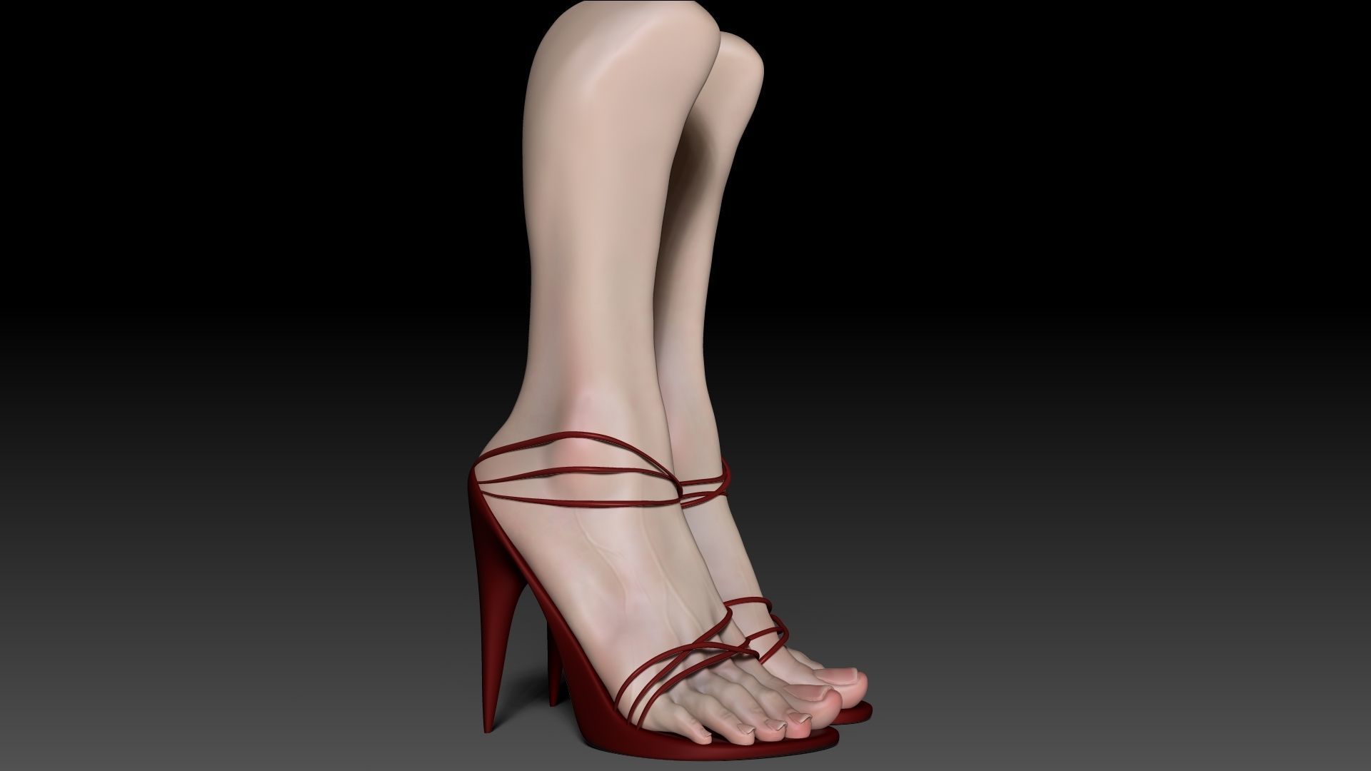 Female Pro Feet Heeled Shoes Sculpt Project 3D model_13