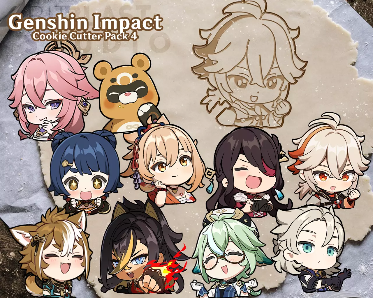 Genshin Impact Cookie Cutters Pack 4 3D print model_0