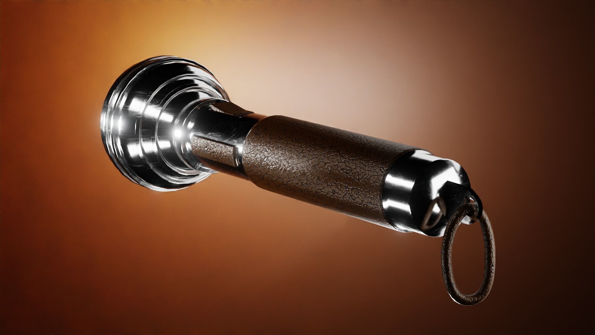 Vintage Flashlight Low-poly 3D model_4