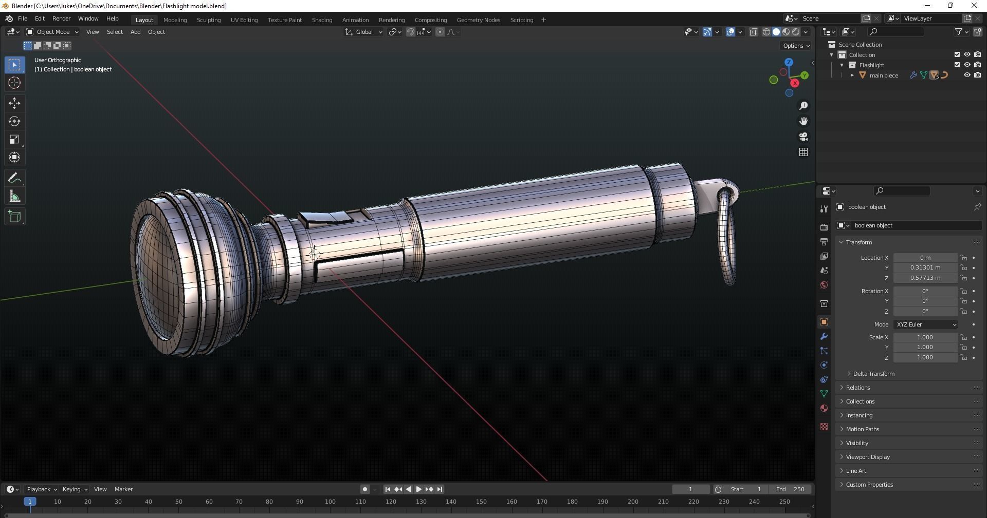 Vintage Flashlight Low-poly 3D model_5