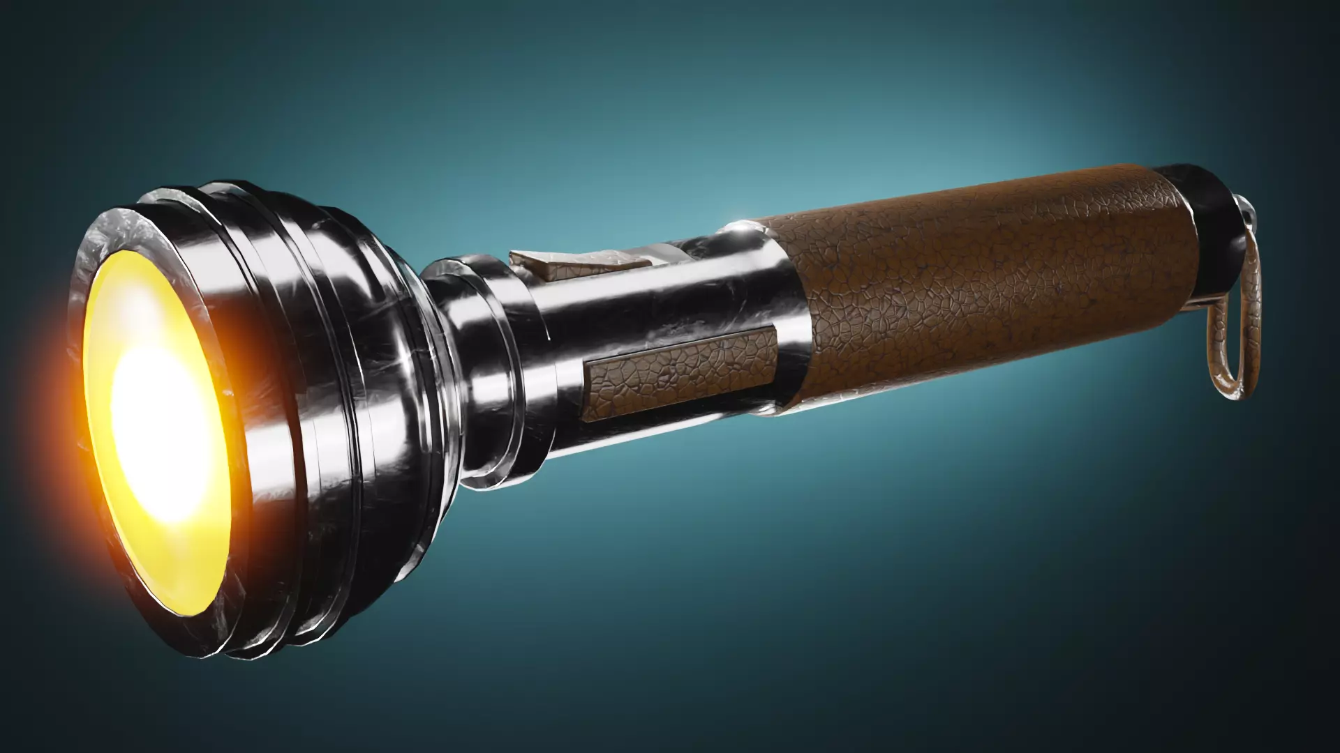 Vintage Flashlight Low-poly 3D model_0