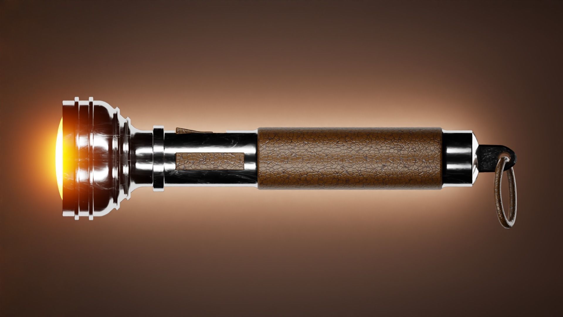 Vintage Flashlight Low-poly 3D model_1