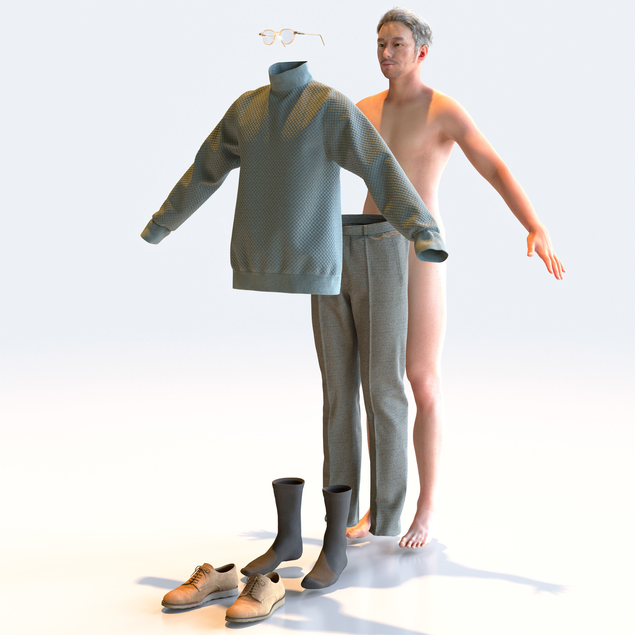 30x A-pose Asian People Bundle 3D Model Collection_35